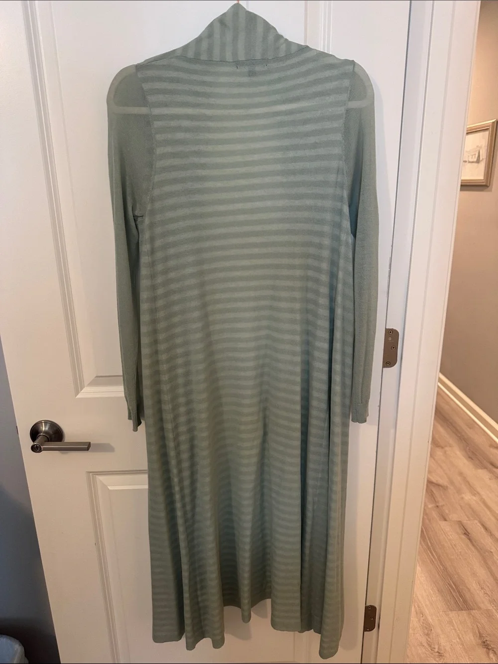 Lush Light Sage Striped Maxi Cardigan Dress